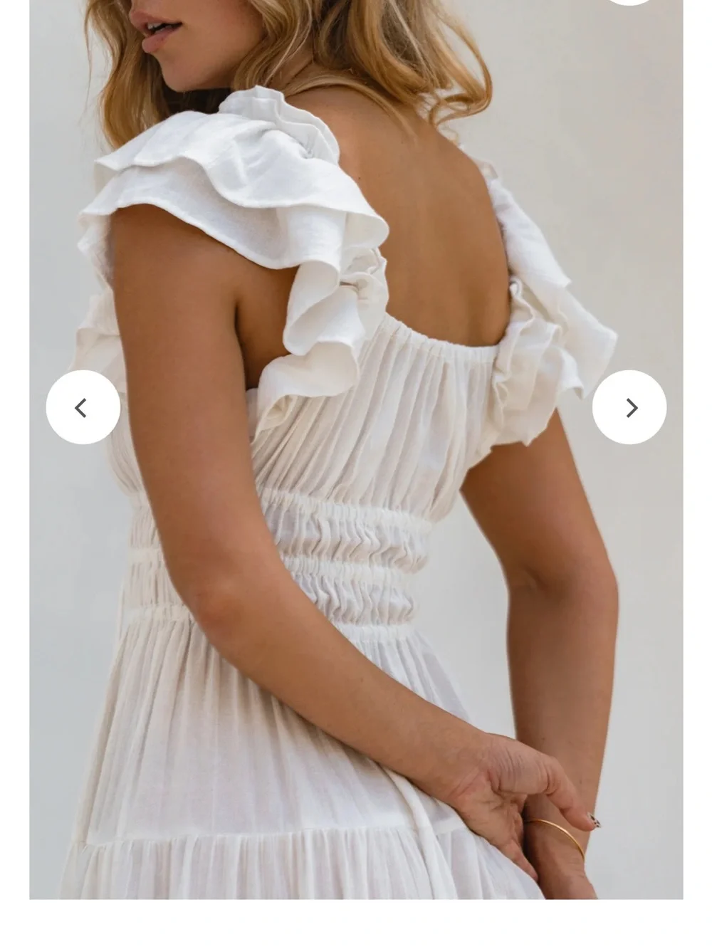Bali Elf Aura White Ruffle Sleeve Smocked Maxi Dress - Picture 2 of 5